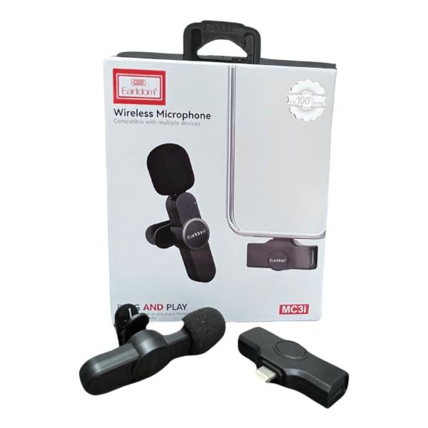 Micrófono de solapa inalámbrico Earldom ET-MC3I para iPhone