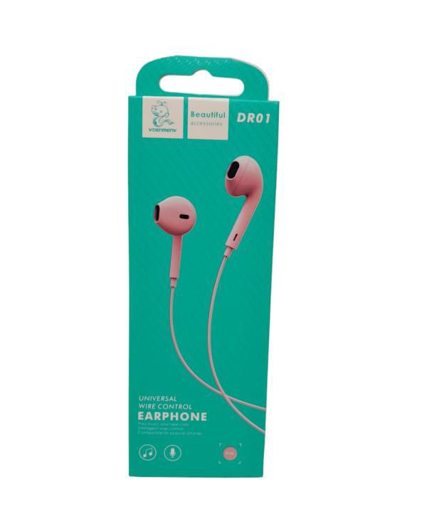 Audifonos manos libres con cable stereo MP3 Denmen TDR01 rosado