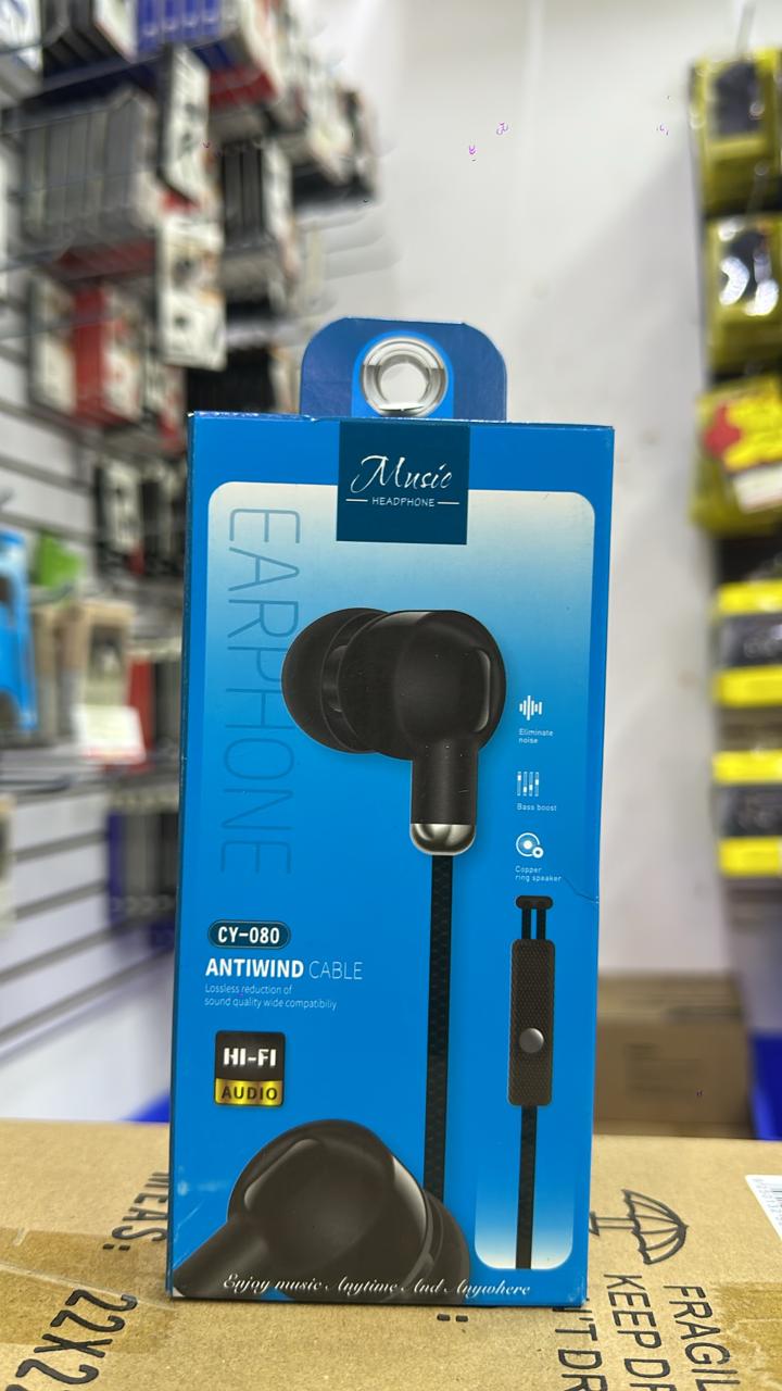 Audifono negro music antiwind cable CY-080