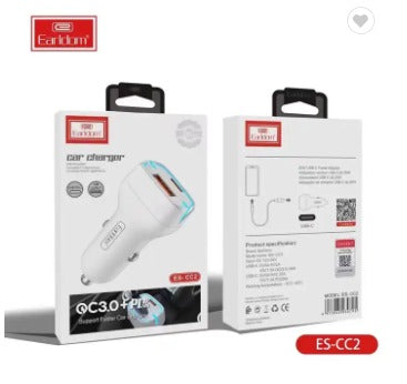 Cargador de carro Earldom ES-CC2C PD 20 W con cable USB-C