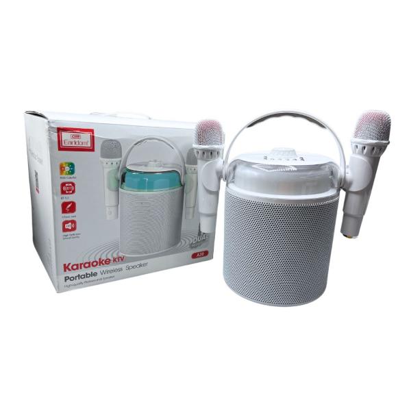 Parlante karaoke con 2 micrófonos inalámbricos Earldom A30 blanco