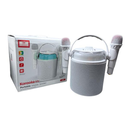Parlante karaoke con 2 micrófonos inalámbricos Earldom A30 blanco