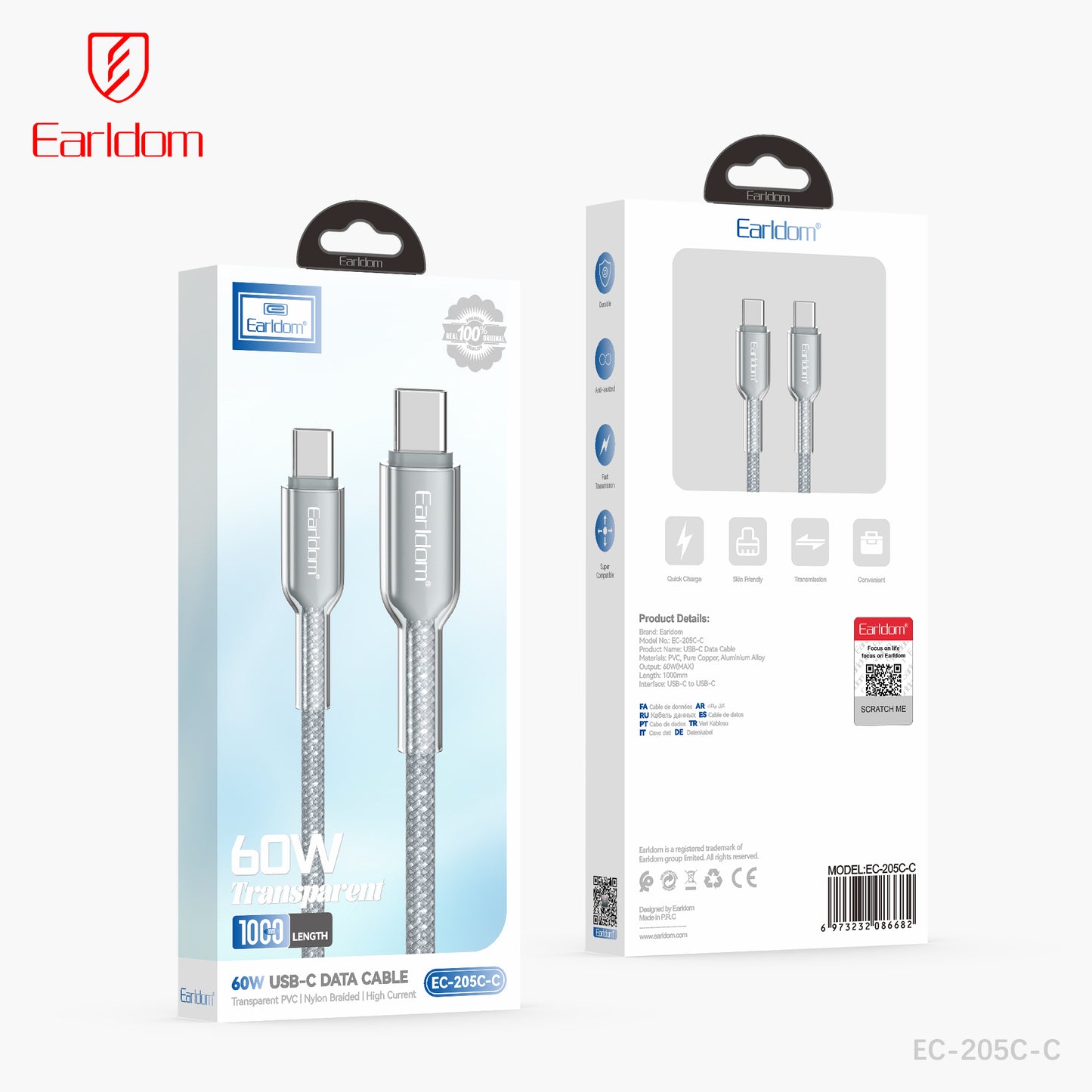 Cable TIPO-C Earldom EC-205 C-C blanco