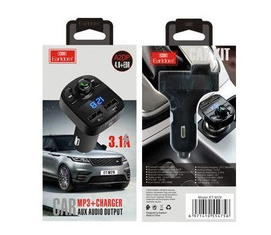 Cargador cubo carro doble USB 3.1A con Bluetooth y fm transmisor ET-M29 Earldom negro