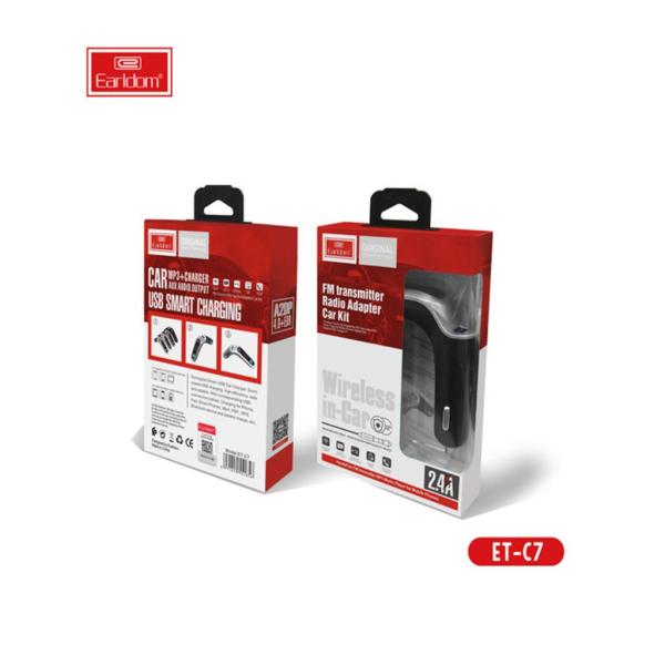 Cargador cubo carro USB 2.4A con Bluetooth y fm transmisor ET-C7 Earldom
