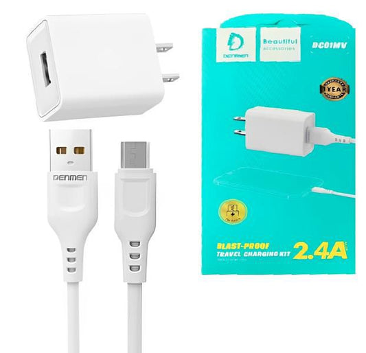 Cargador cubo casa 2.4A + cable micro DC01MV blanco