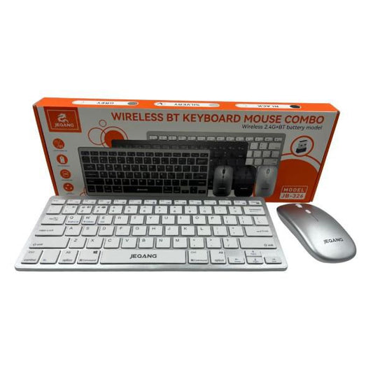 Teclado para computadora JB-326 modo dual Bluetooth + 2.4G plateado