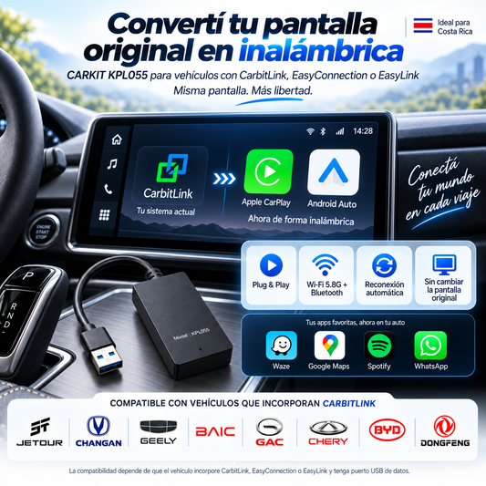 Adaptador Rhythm RM-KPL055 — CarPlay y Android Auto inalámbricos