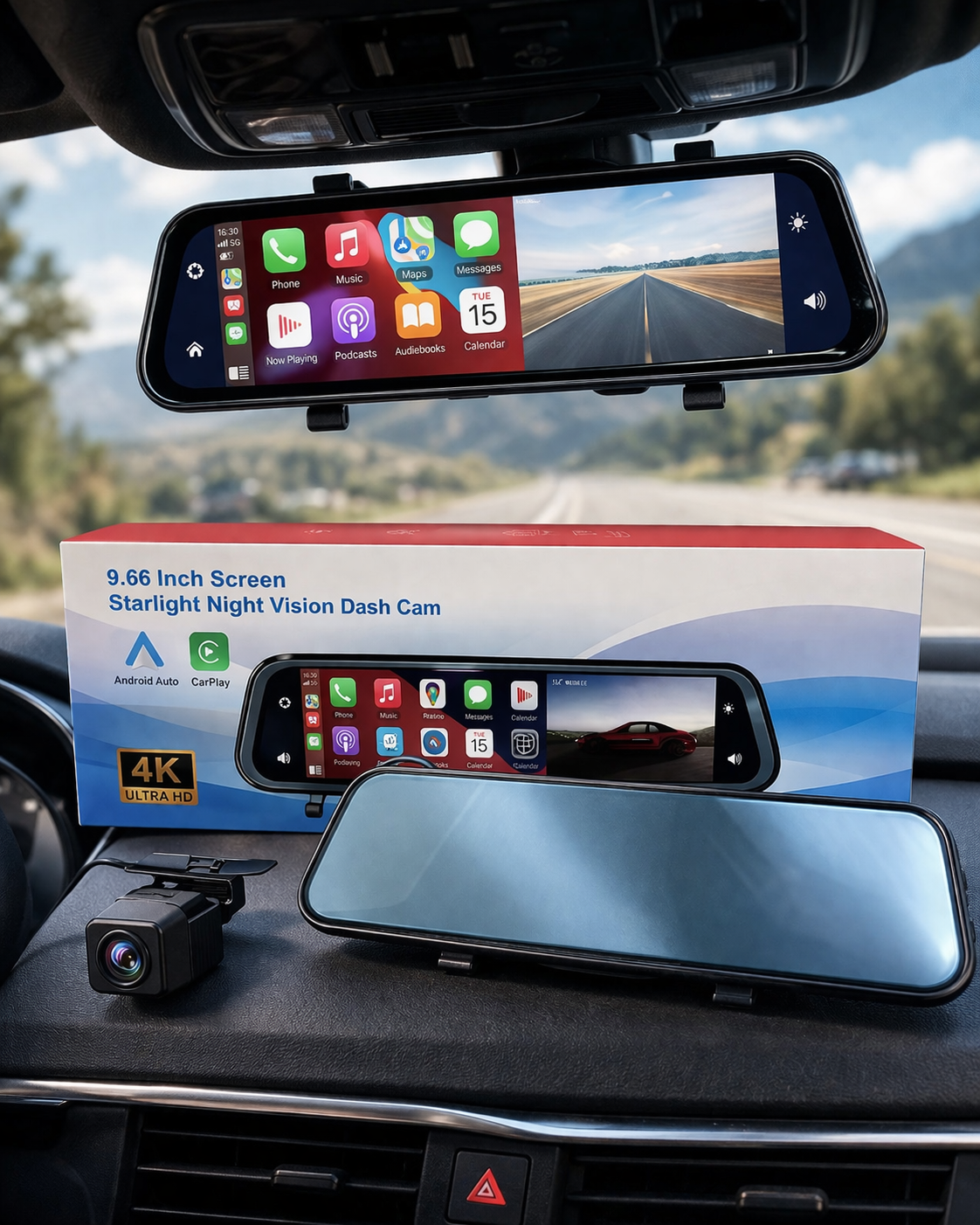 Dashcam con Android Auto / CarPlay 4K
