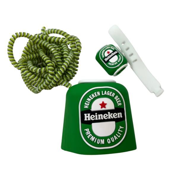 Estuche para protector de silicon para cargador y cable color Heineken