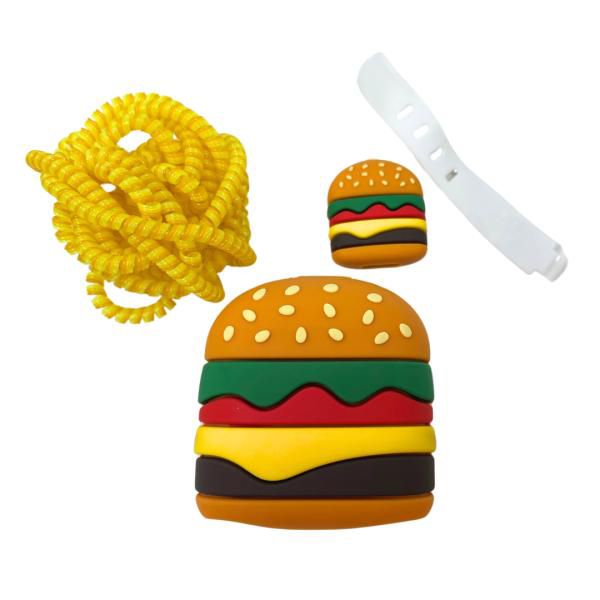 Estuche para protector de silicon para cargador y cable color Hamburguesa