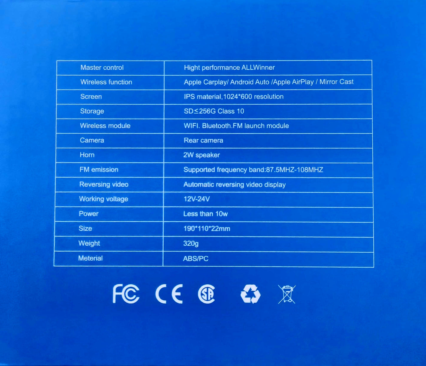 Pantalla Android Auto &amp; CarPlay de 7”