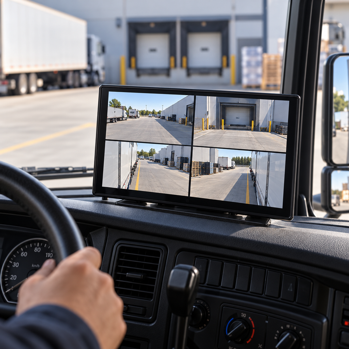 Sistema de Monitoreo Vehicular 10.1” | 4 Cámaras + DVR + BSD