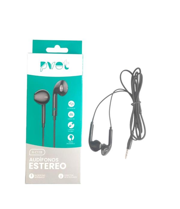 Audifonos manos libres con cable stereo MP3 A-C11B PVOT negro