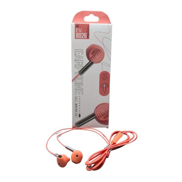 Audifonos manos libres con cable stereo MP3 EV8026 rosado