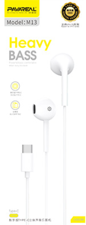 Audifono pavareal blanco cable TIPO-C M13