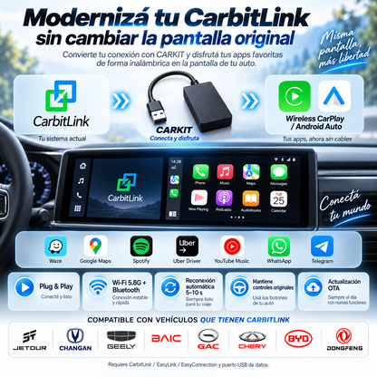 Carkit KPL055 convierte CarbitLink en CarPlay y Android Auto inalámbricos