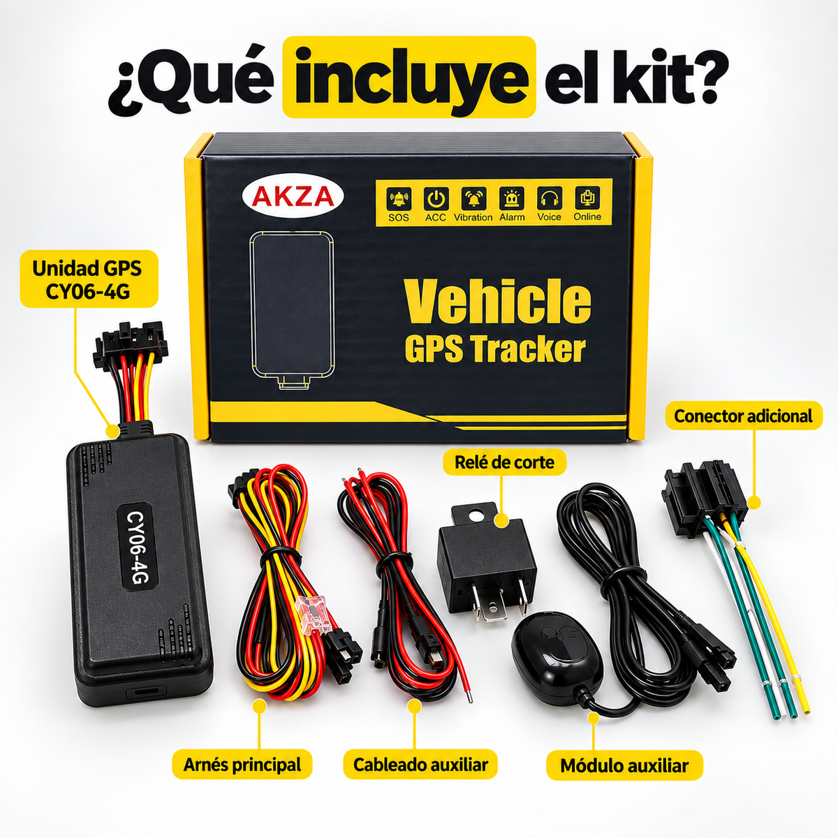 Contenido del kit GPS Tracker AKZA CY06-4G