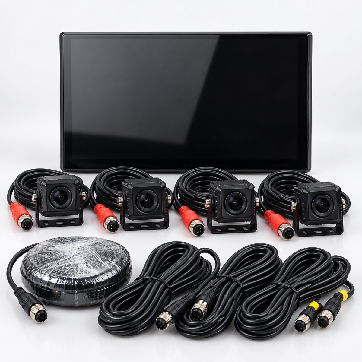 Sistema de monitoreo vehicular 10.1 pulgadas con cuatro cámaras para camión y autobús