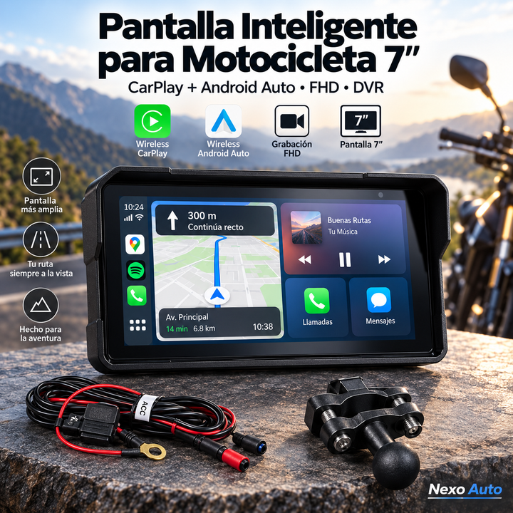 Pantalla Fearless 7” para Moto | CarPlay + Android Auto Inalámbrico